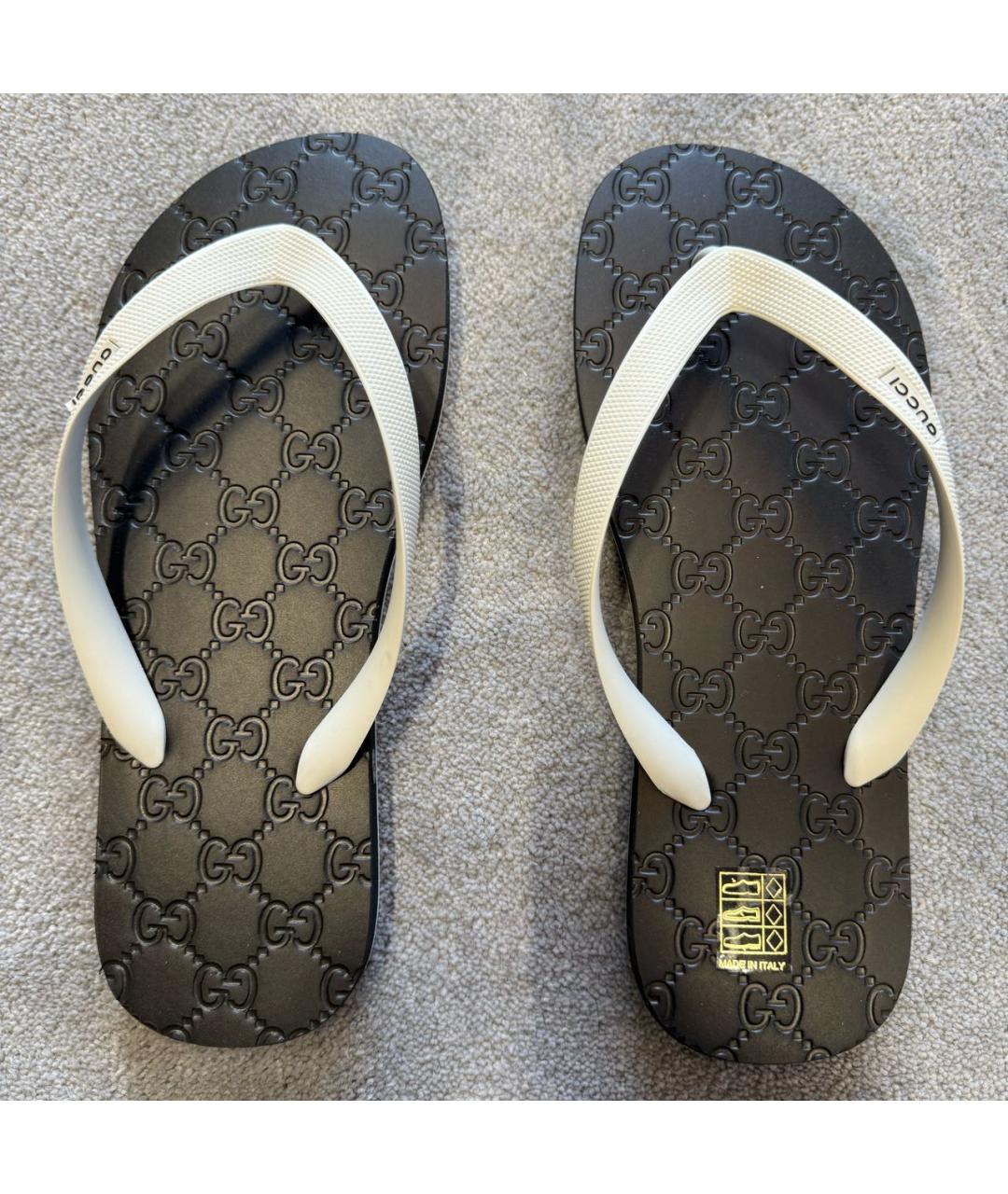 GUCCI Черные резиновые шлепанцы, фото 3