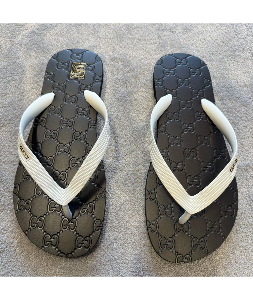 GUCCI Черные резиновые шлепанцы, фото 8