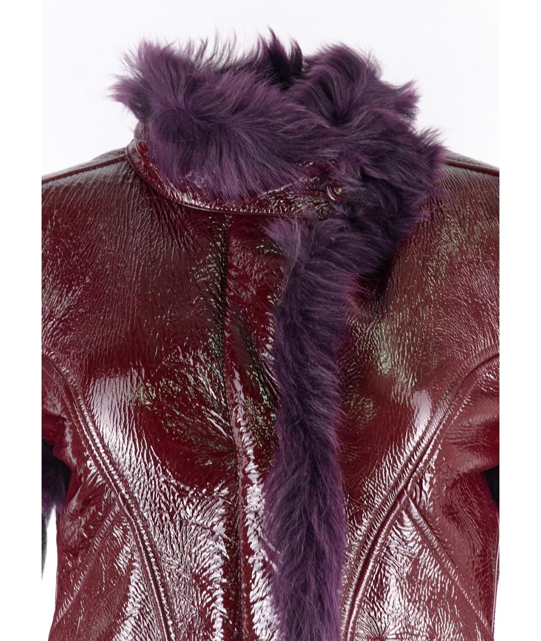 VERSACE Бордовая кожаная дубленка, фото 4