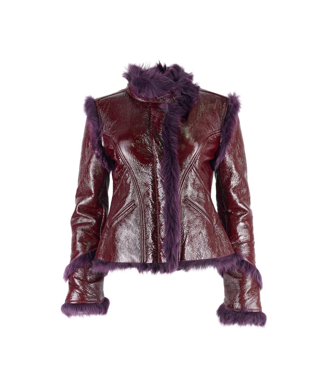 VERSACE Бордовая кожаная дубленка, фото 6