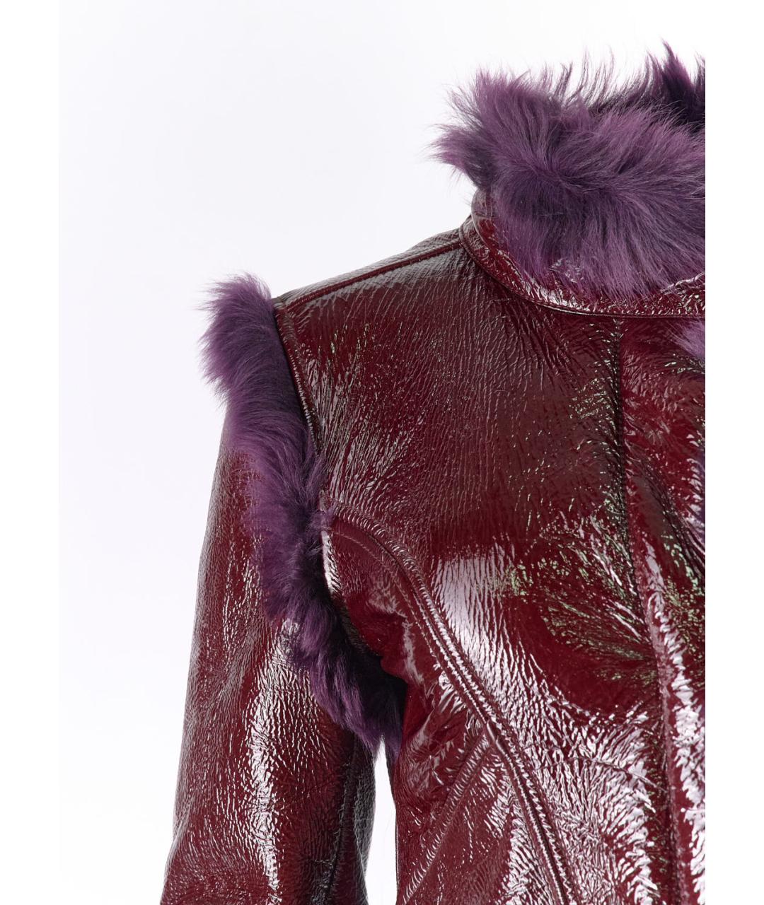 VERSACE Бордовая кожаная дубленка, фото 5
