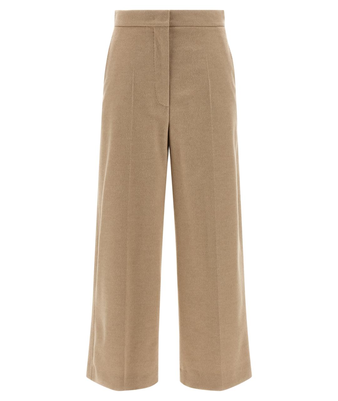 MAX MARA STUDIO Бежевые шерстяные прямые брюки, фото 1