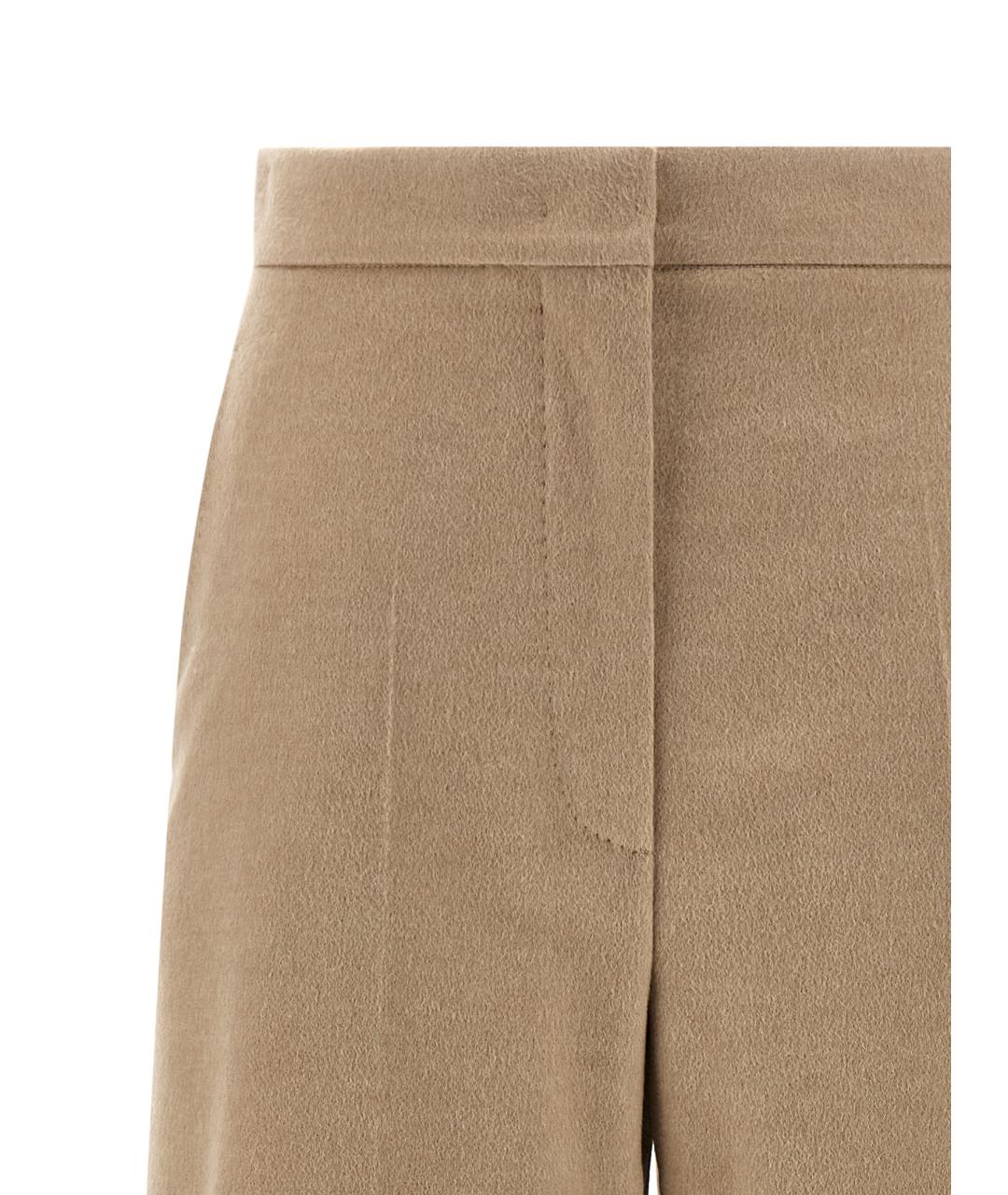 MAX MARA STUDIO Бежевые шерстяные прямые брюки, фото 3