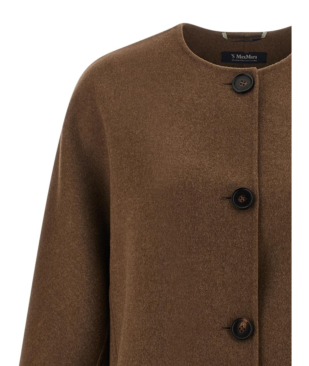 'S MAX MARA Коричневое шерстяное пальто, фото 4