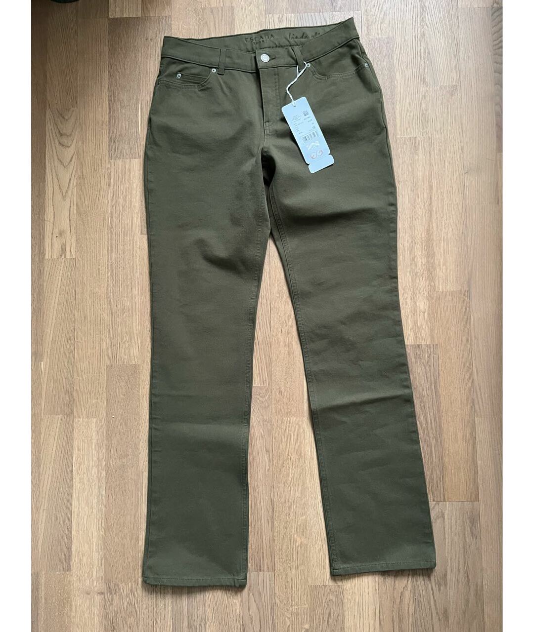 ESCADA Хаки хлопко-полиэстеровые прямые джинсы, фото 5