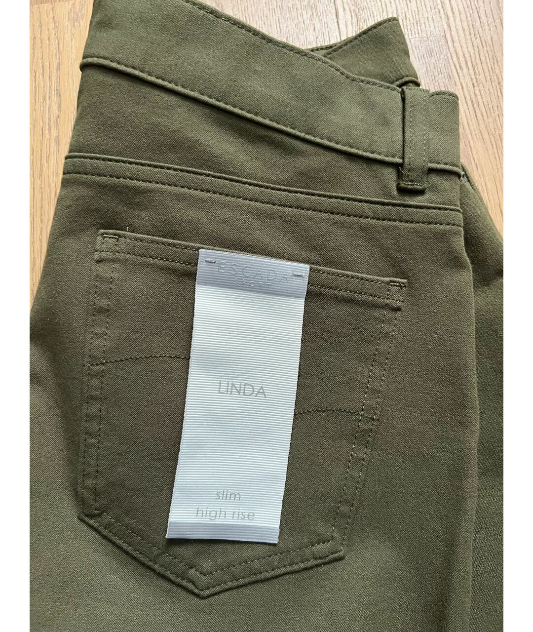 ESCADA Хаки хлопко-полиэстеровые прямые джинсы, фото 2