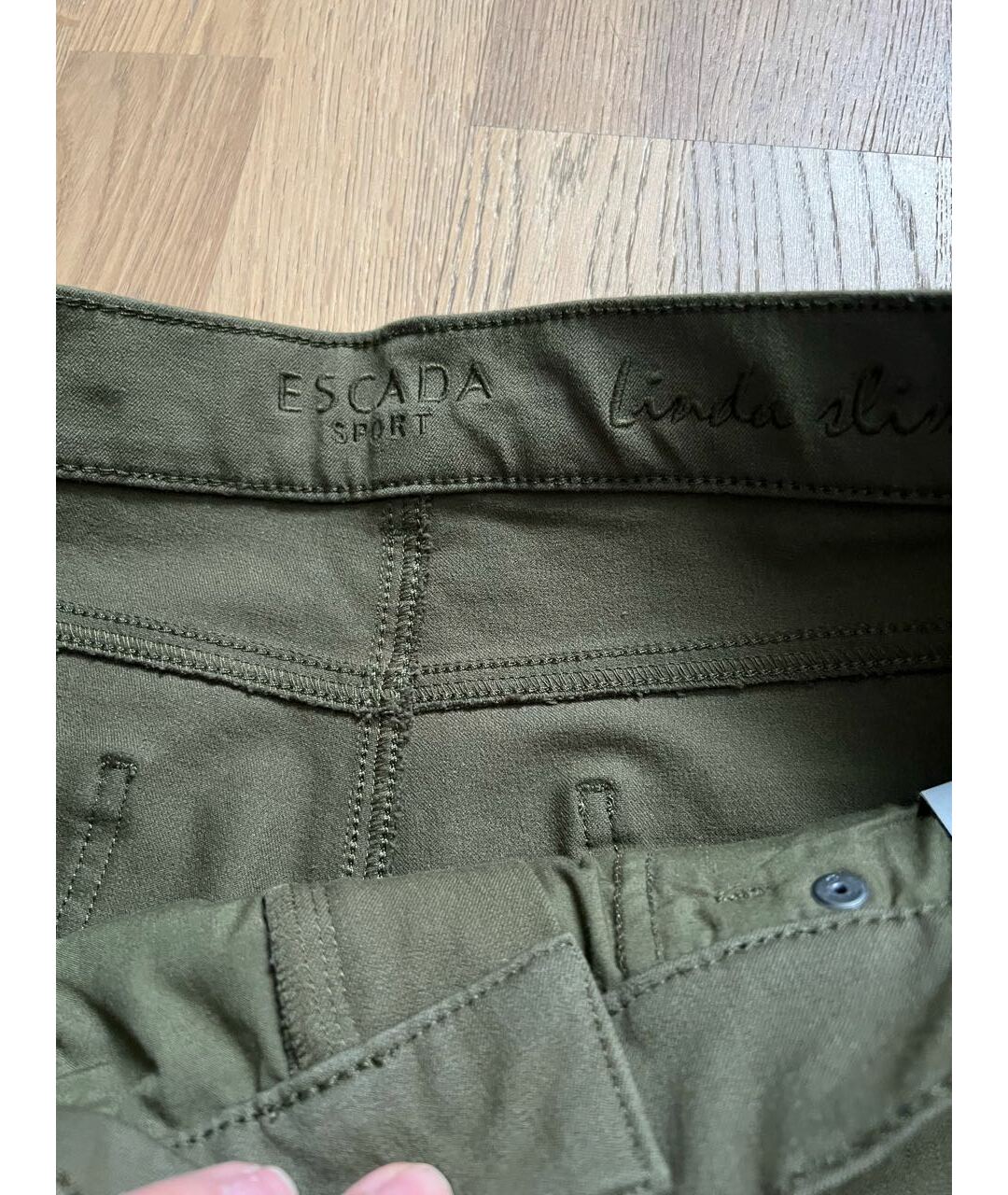 ESCADA Хаки хлопко-полиэстеровые прямые джинсы, фото 3