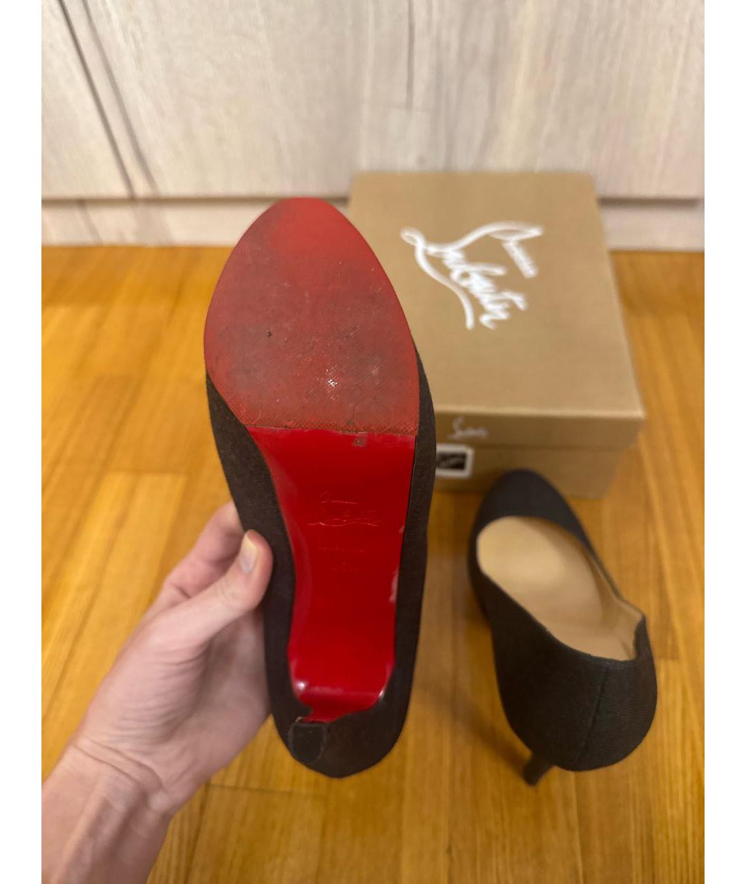 CHRISTIAN LOUBOUTIN Серые текстильные туфли, фото 5