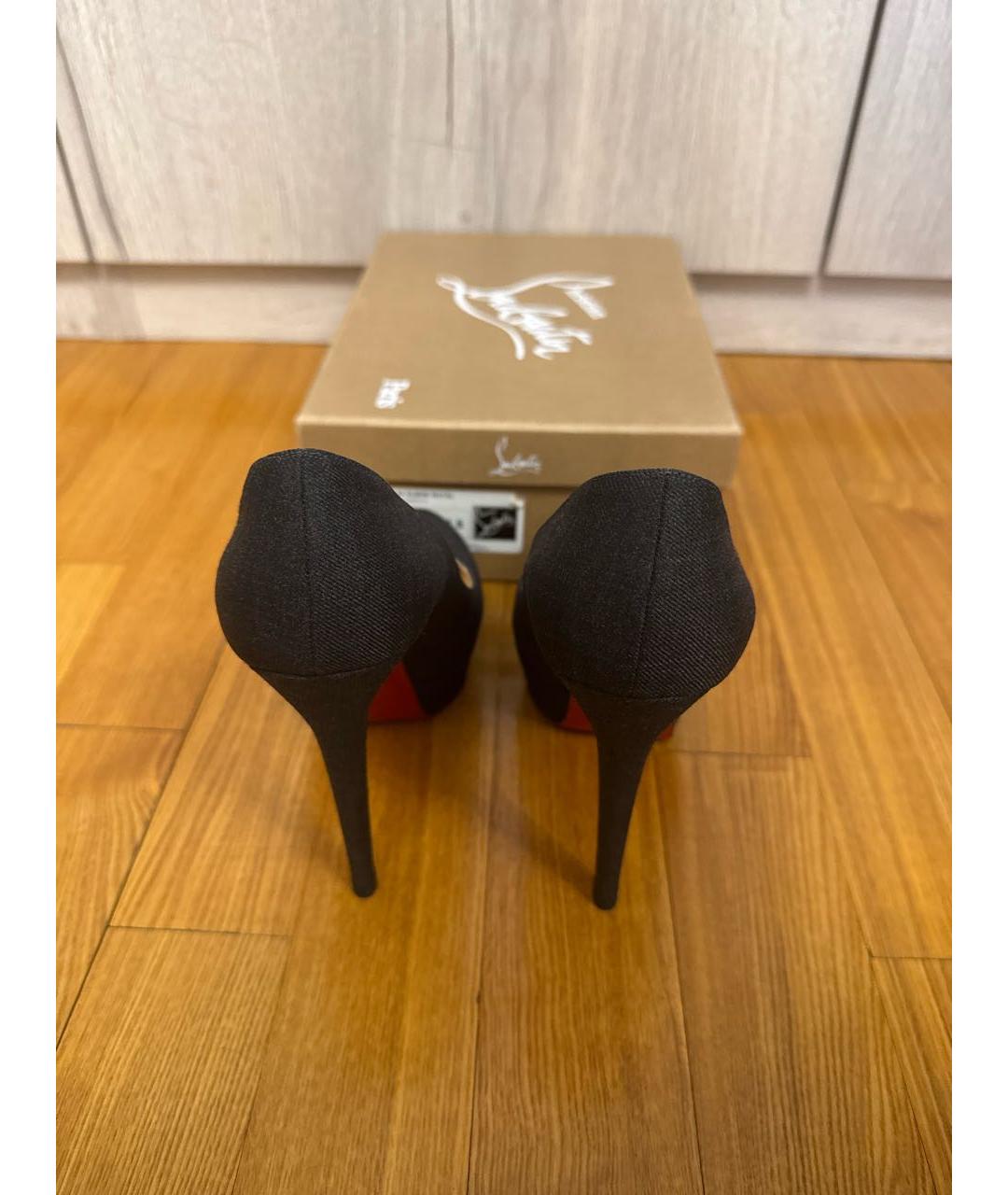 CHRISTIAN LOUBOUTIN Серые текстильные туфли, фото 4