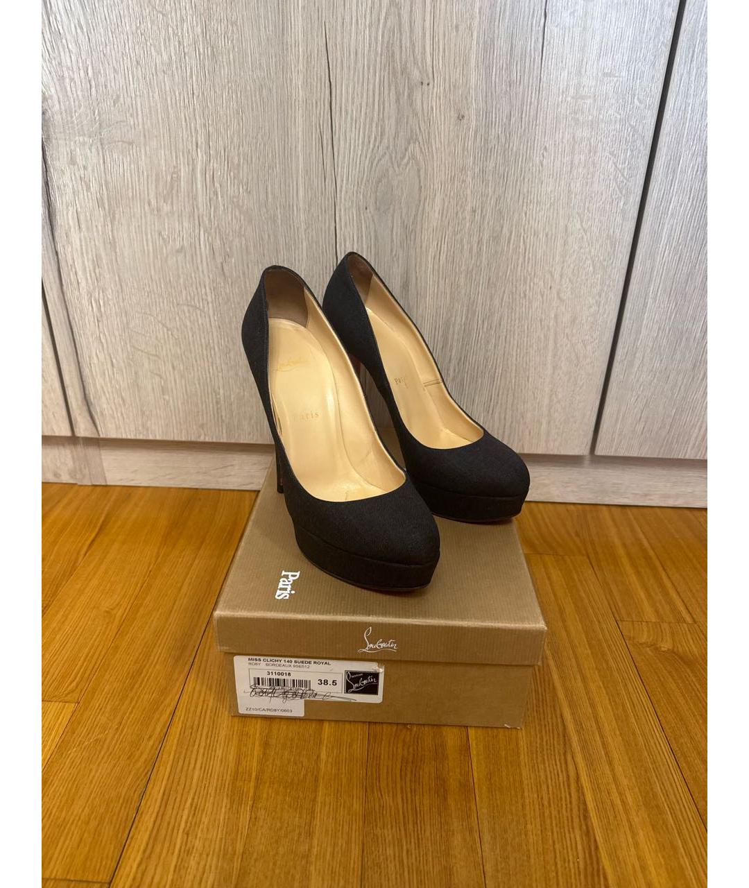 CHRISTIAN LOUBOUTIN Серые текстильные туфли, фото 7