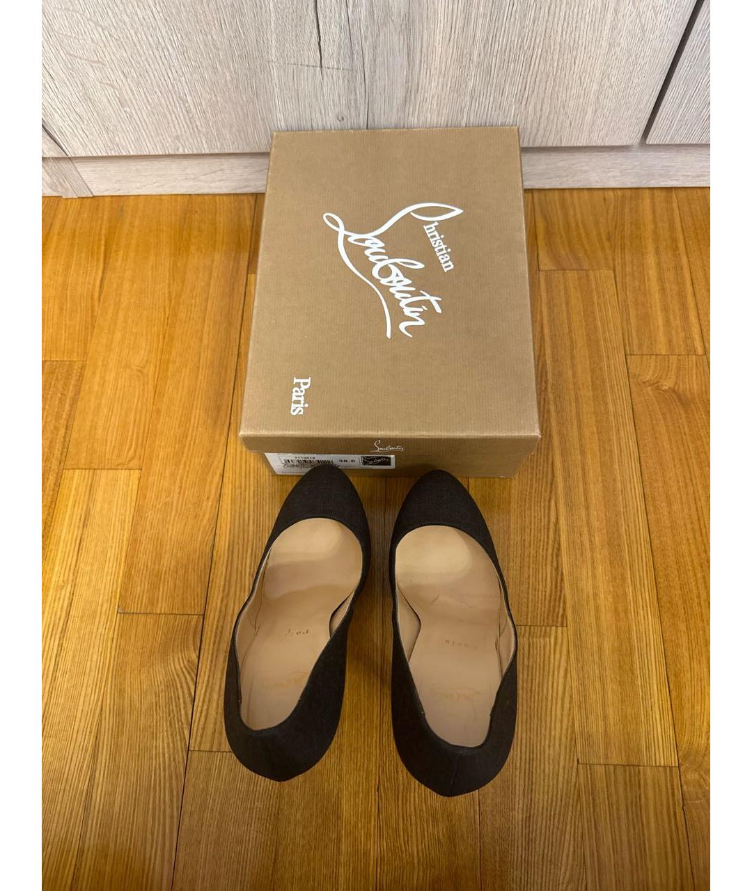 CHRISTIAN LOUBOUTIN Серые текстильные туфли, фото 3