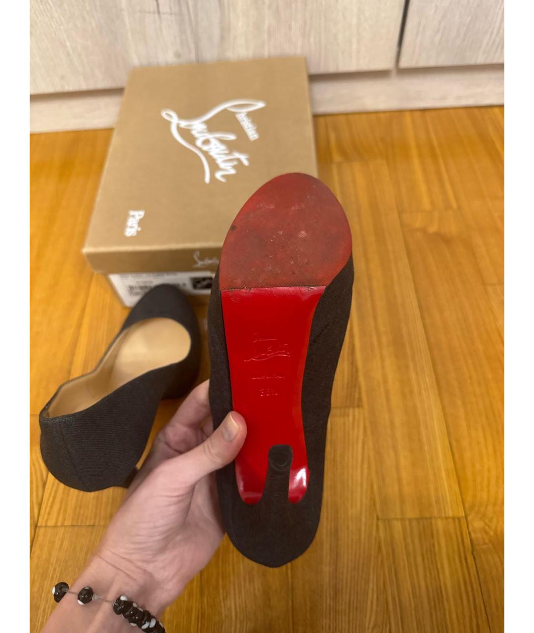 CHRISTIAN LOUBOUTIN Серые текстильные туфли, фото 6