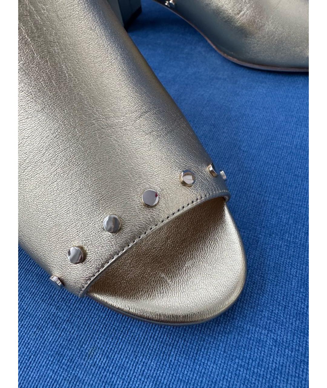 JIMMY CHOO Золотые кожаные мюли, фото 6
