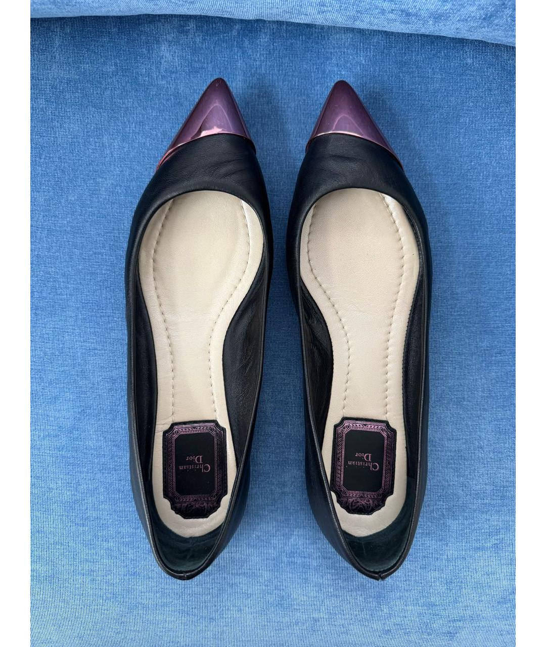 CHRISTIAN DIOR Черные кожаные балетки, фото 3