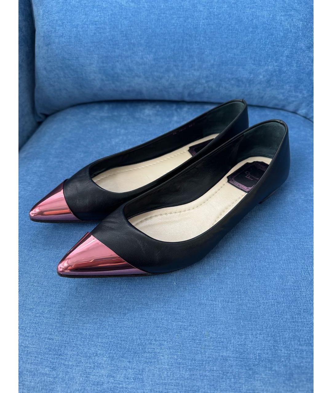 CHRISTIAN DIOR Черные кожаные балетки, фото 7