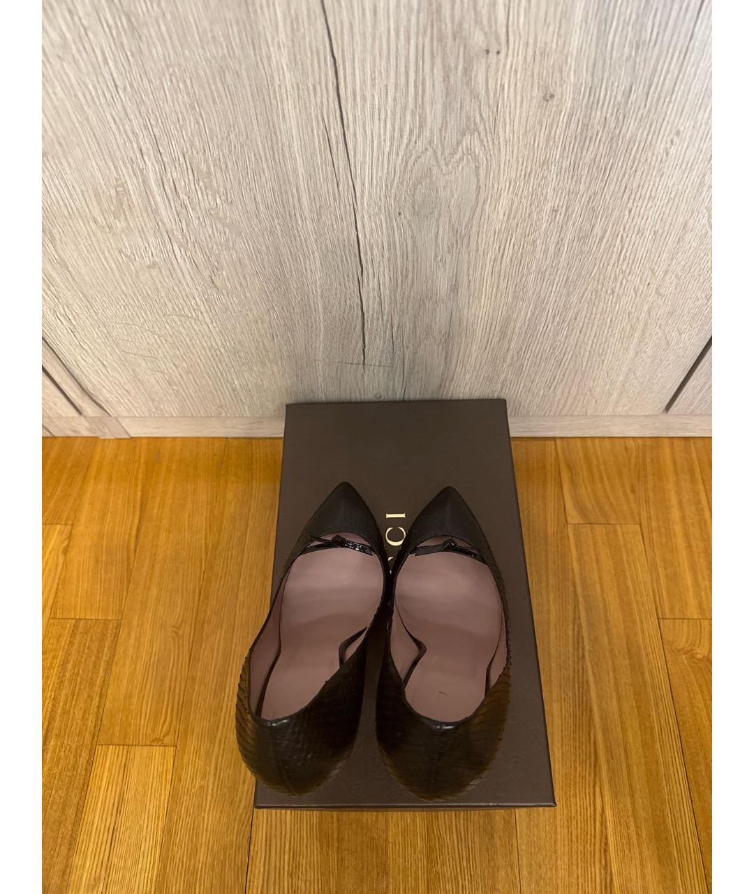 GUCCI Черные кожаные туфли, фото 3