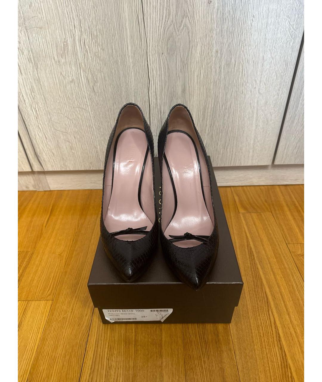 GUCCI Черные кожаные туфли, фото 2