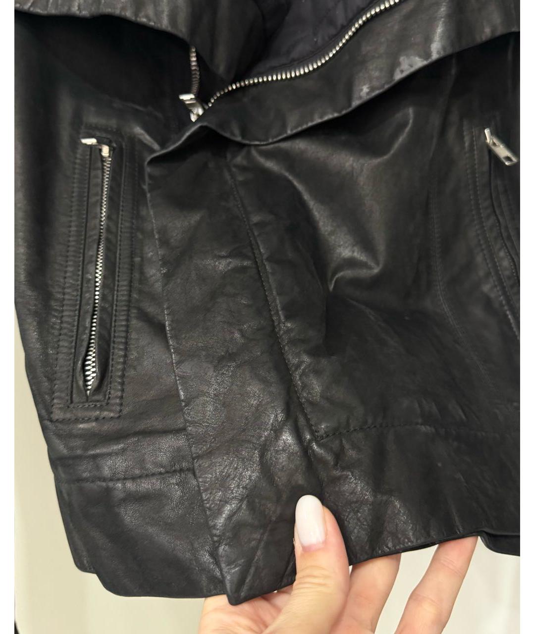 RICK OWENS Черная кожаная куртка, фото 3