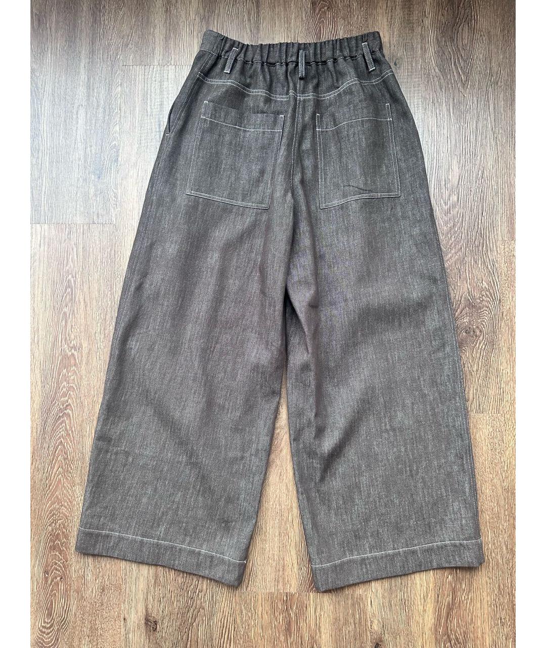 BRUNELLO CUCINELLI Коричневые хлопковые брюки широкие, фото 4