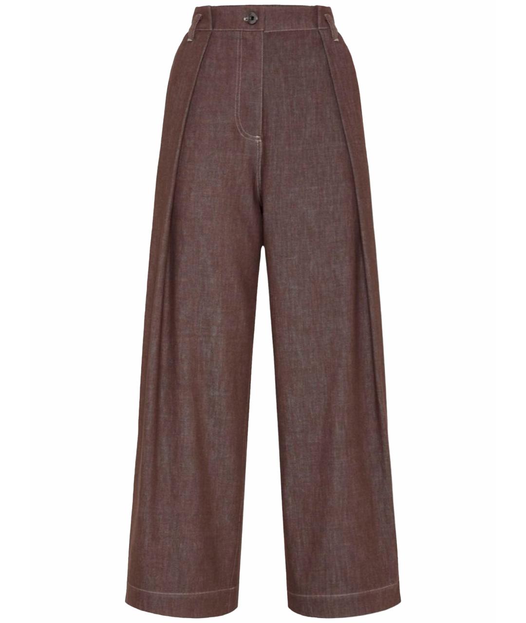 BRUNELLO CUCINELLI Коричневые хлопковые брюки широкие, фото 1