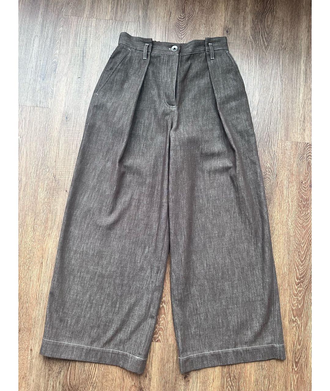 BRUNELLO CUCINELLI Коричневые хлопковые брюки широкие, фото 2