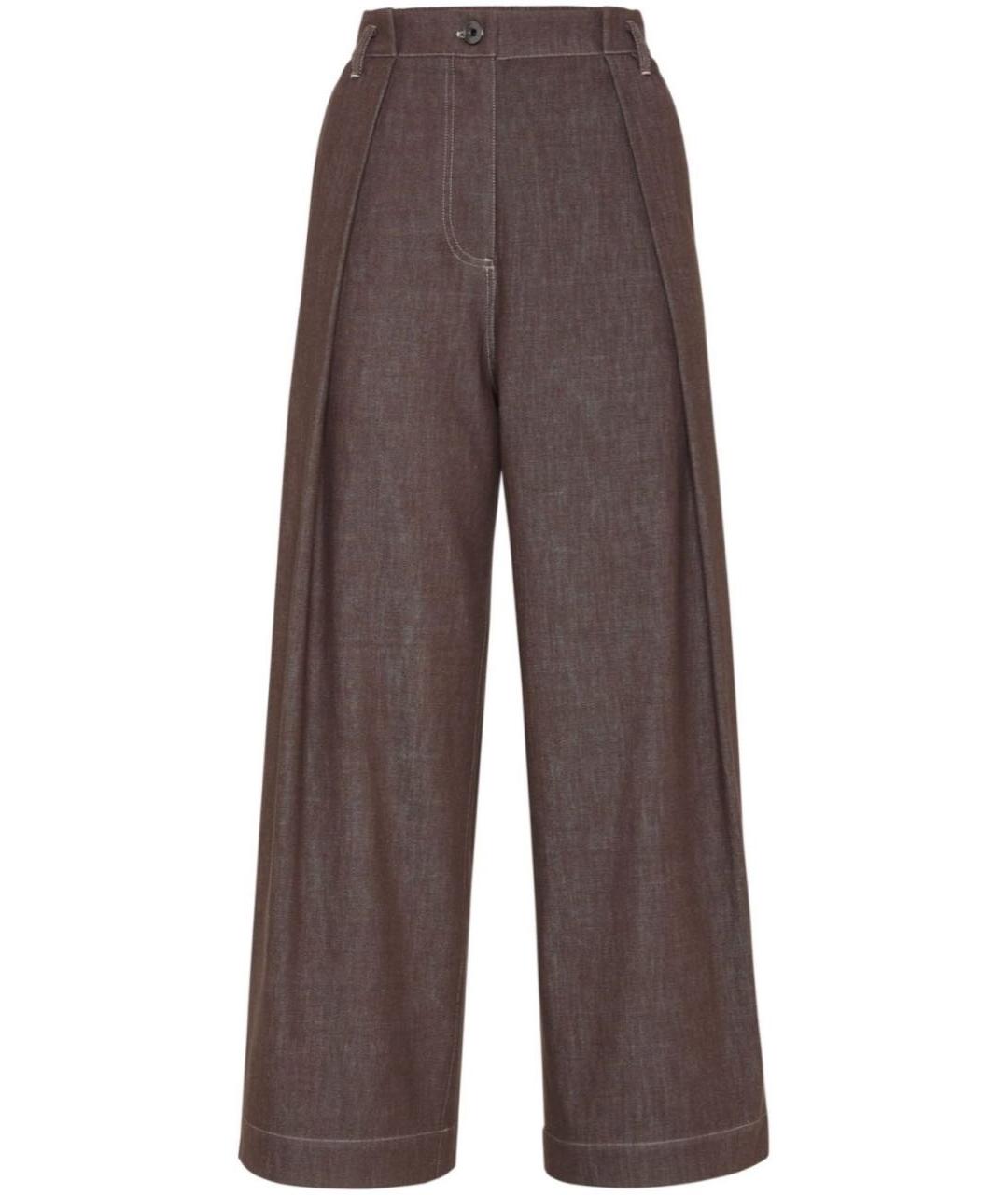 BRUNELLO CUCINELLI Коричневые хлопковые брюки широкие, фото 6