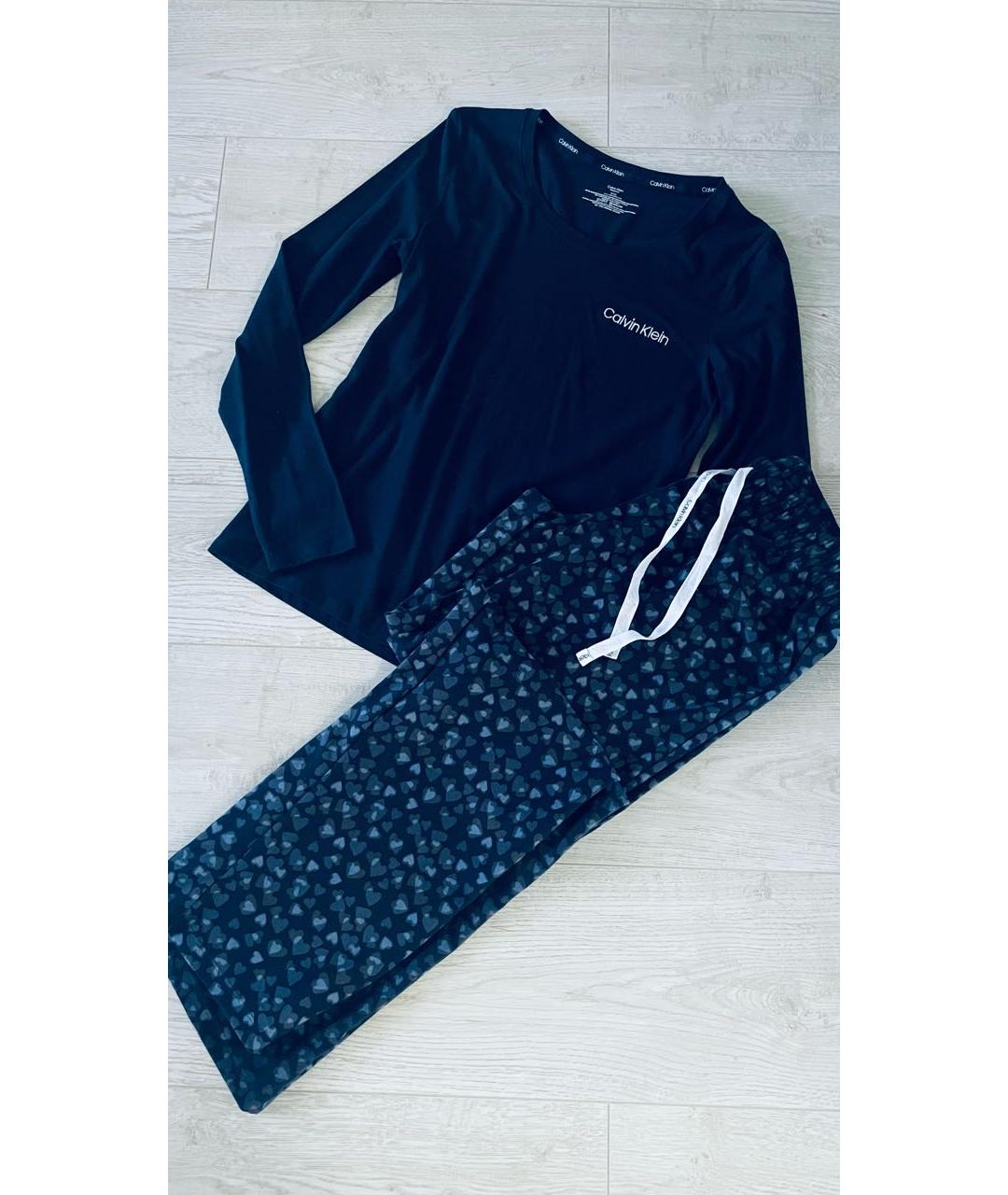 CALVIN KLEIN Темно-синяя хлопко-эластановая пижама, фото 4