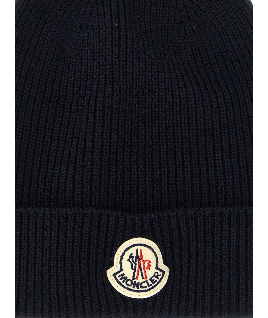 MONCLER Черная шерстяная шапка, фото 3