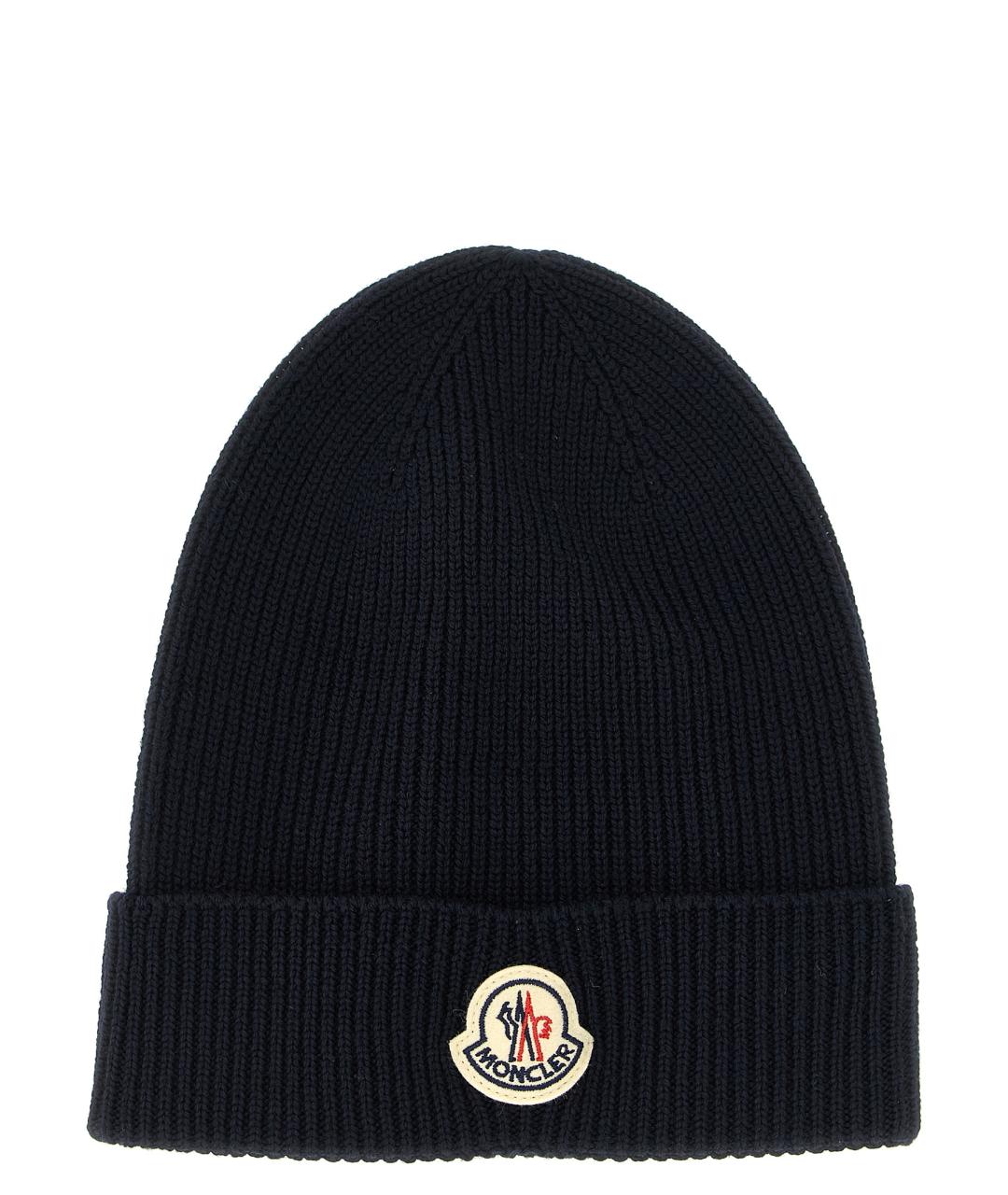MONCLER Черная шерстяная шапка, фото 1