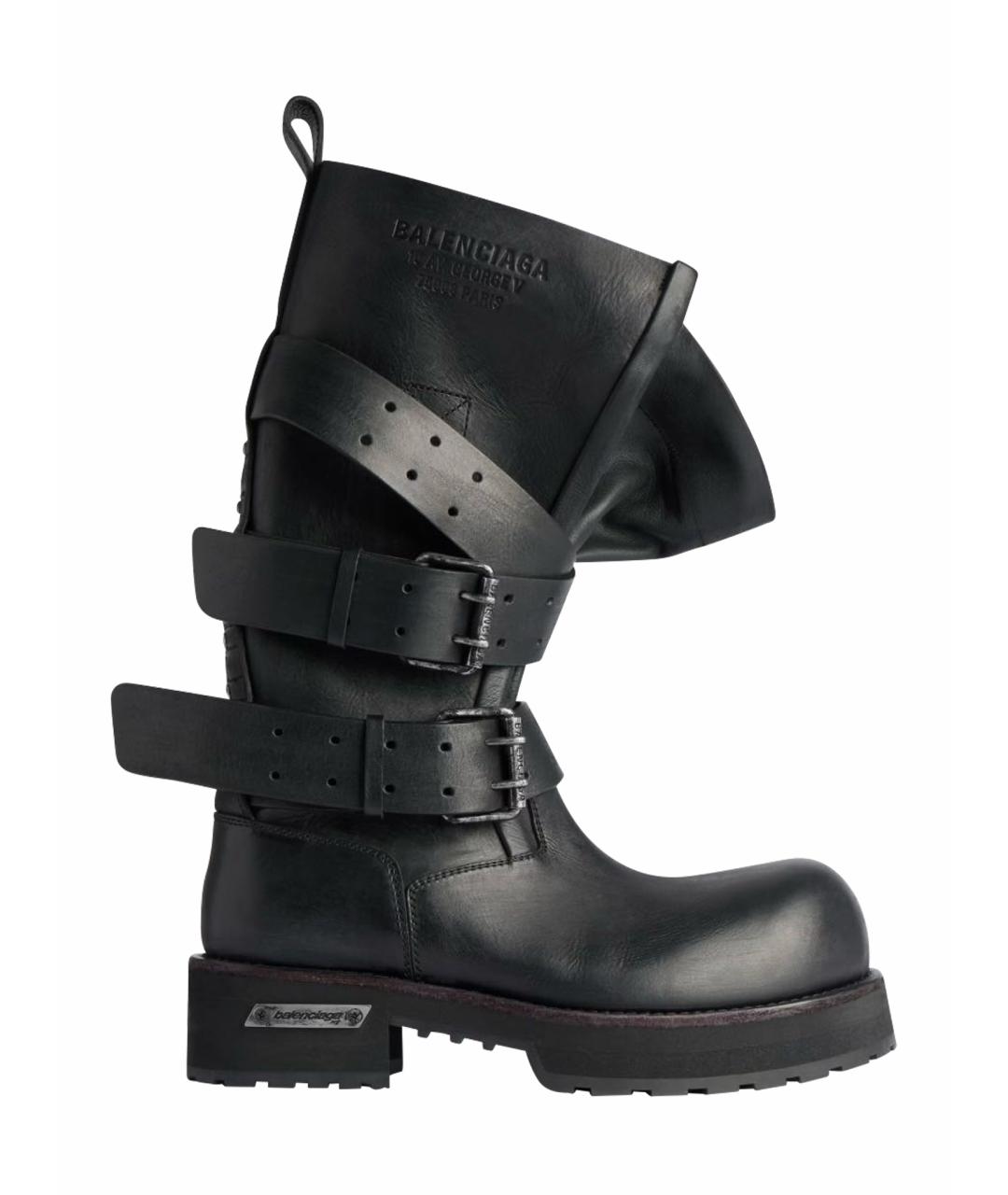 BALENCIAGA Черные кожаные сапоги, фото 1