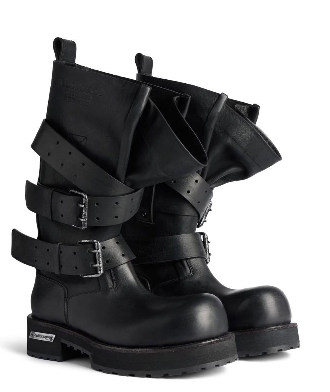 BALENCIAGA Черные кожаные сапоги, фото 3
