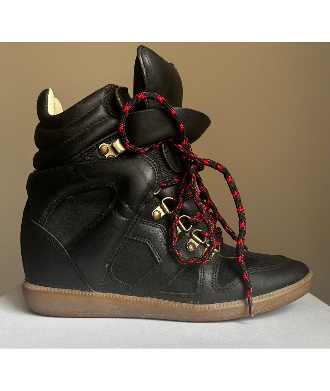 ISABEL MARANT ETOILE Черные кожаные кроссовки, фото 7