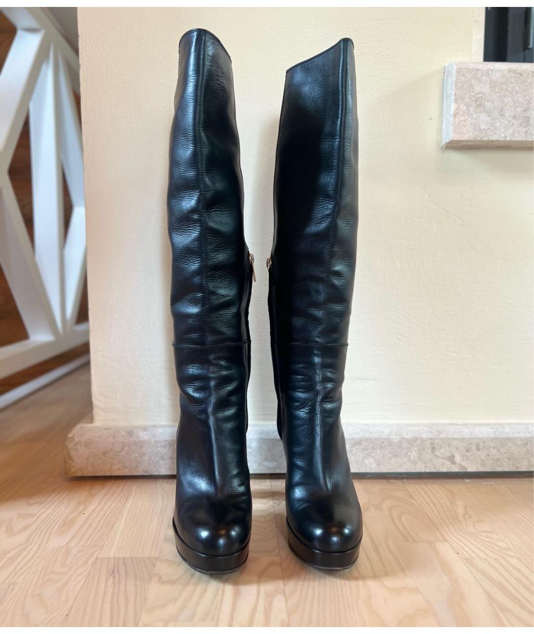 SAINT LAURENT Черные кожаные сапоги, фото 2