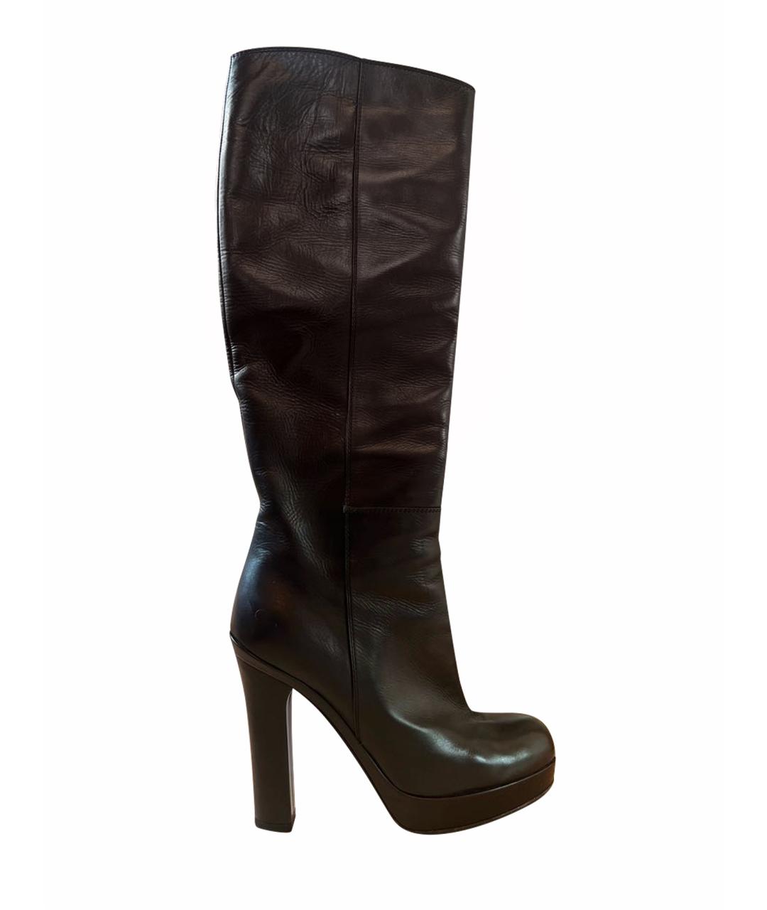 SAINT LAURENT Черные кожаные сапоги, фото 1