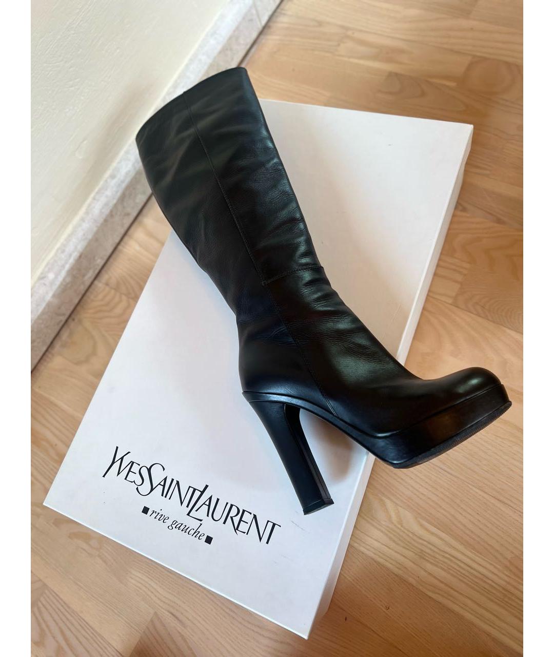 SAINT LAURENT Черные кожаные сапоги, фото 5