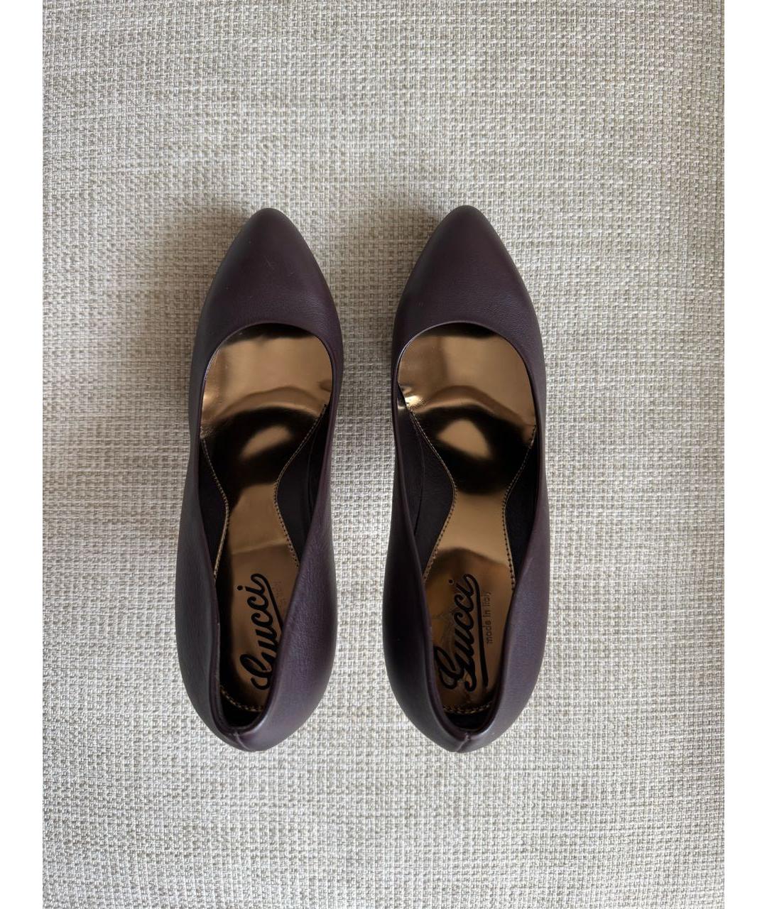 GUCCI Коричневые кожаные туфли, фото 3