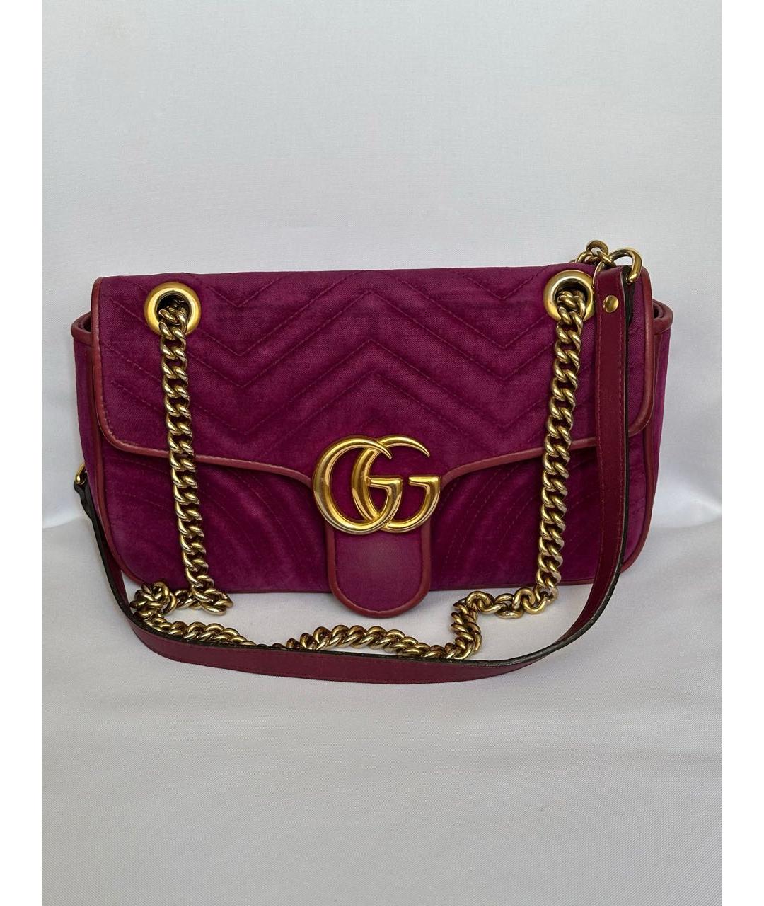 GUCCI Фуксия бархатная сумка через плечо, фото 2