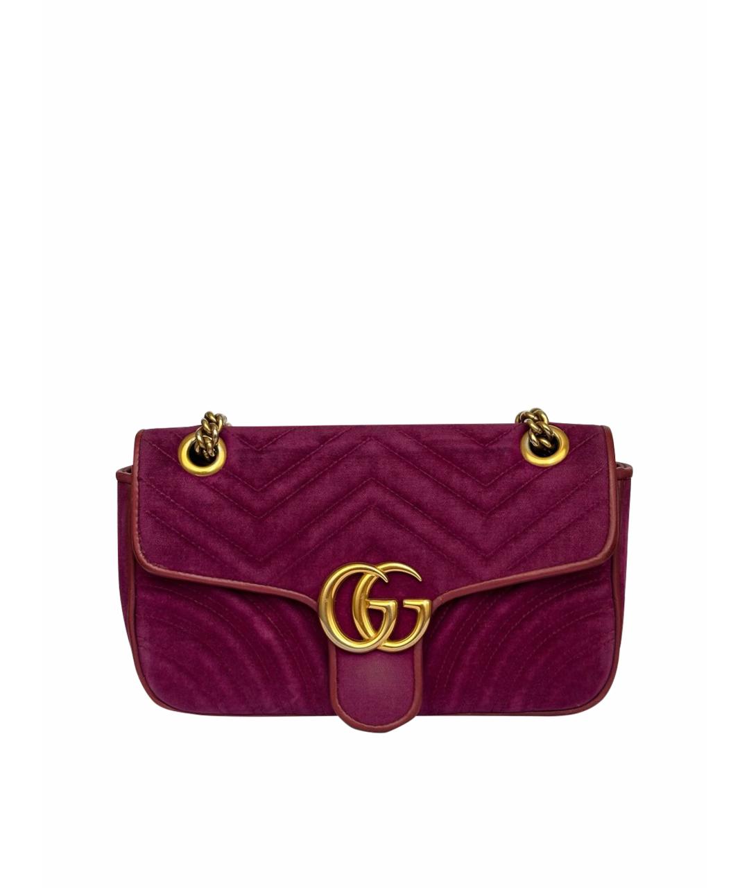 GUCCI Фуксия бархатная сумка через плечо, фото 1