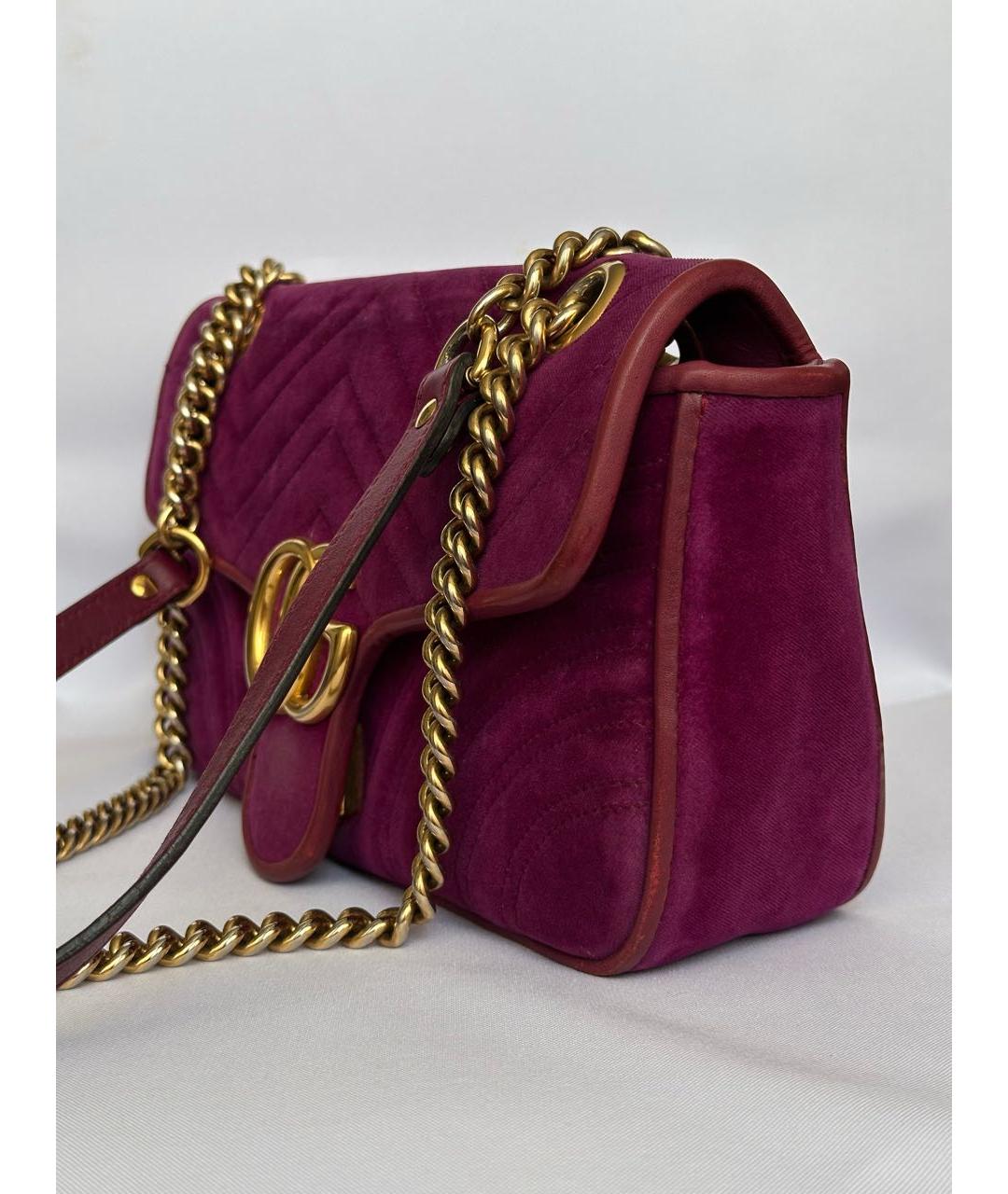 GUCCI Фуксия бархатная сумка через плечо, фото 5