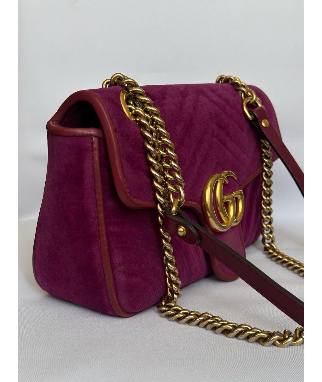 GUCCI Фуксия бархатная сумка через плечо, фото 4