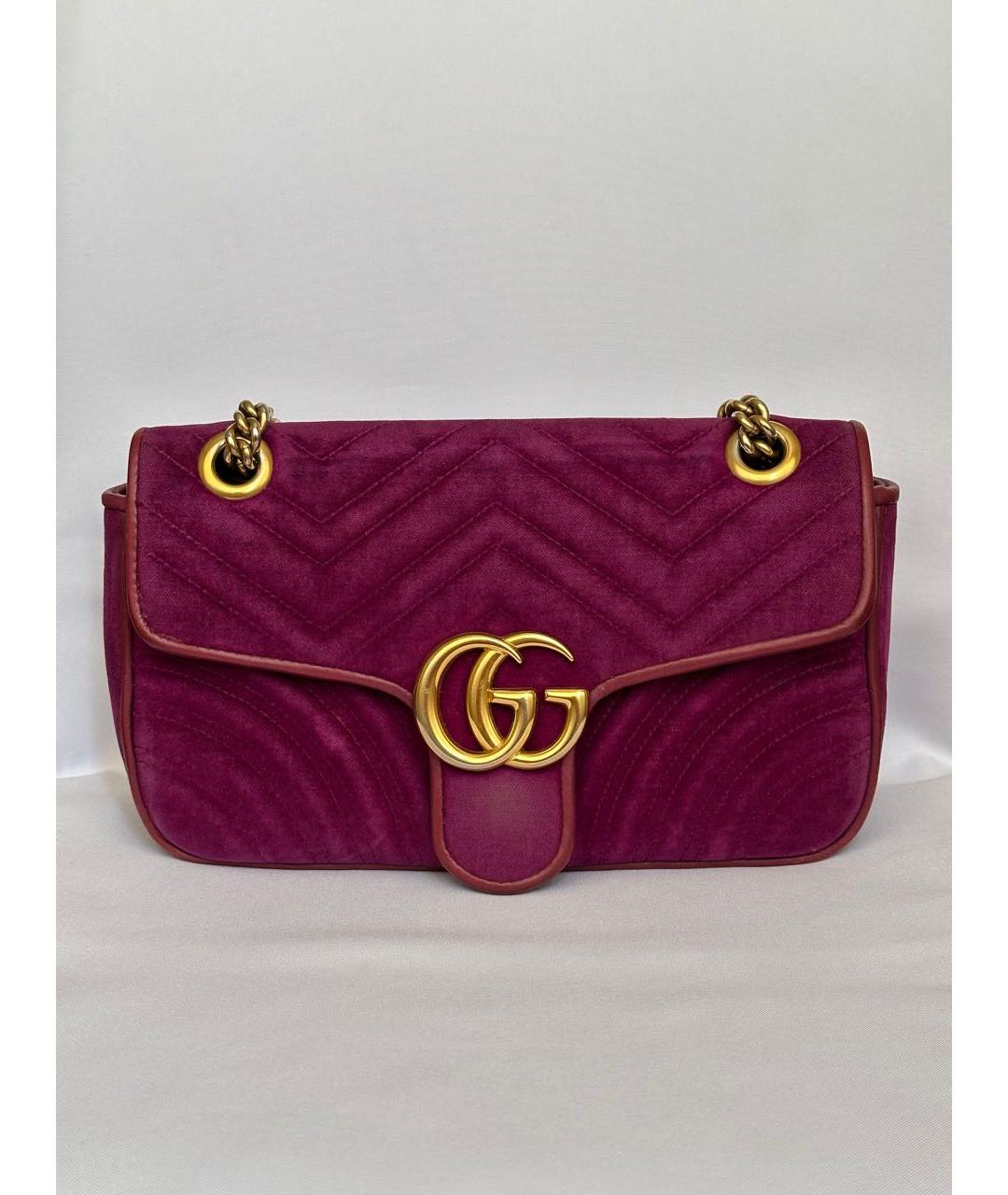 GUCCI Фуксия бархатная сумка через плечо, фото 6