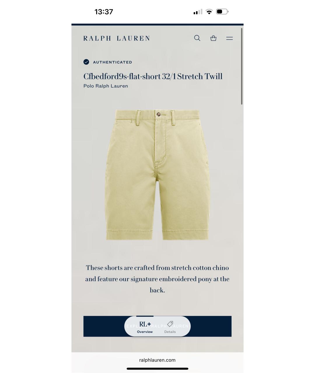 POLO RALPH LAUREN Бежевые хлопковые шорты, фото 7