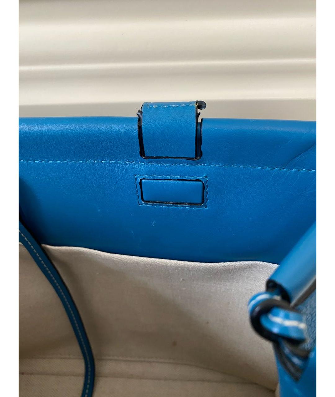 LOEWE Бирюзовая кожаная сумка тоут, фото 6