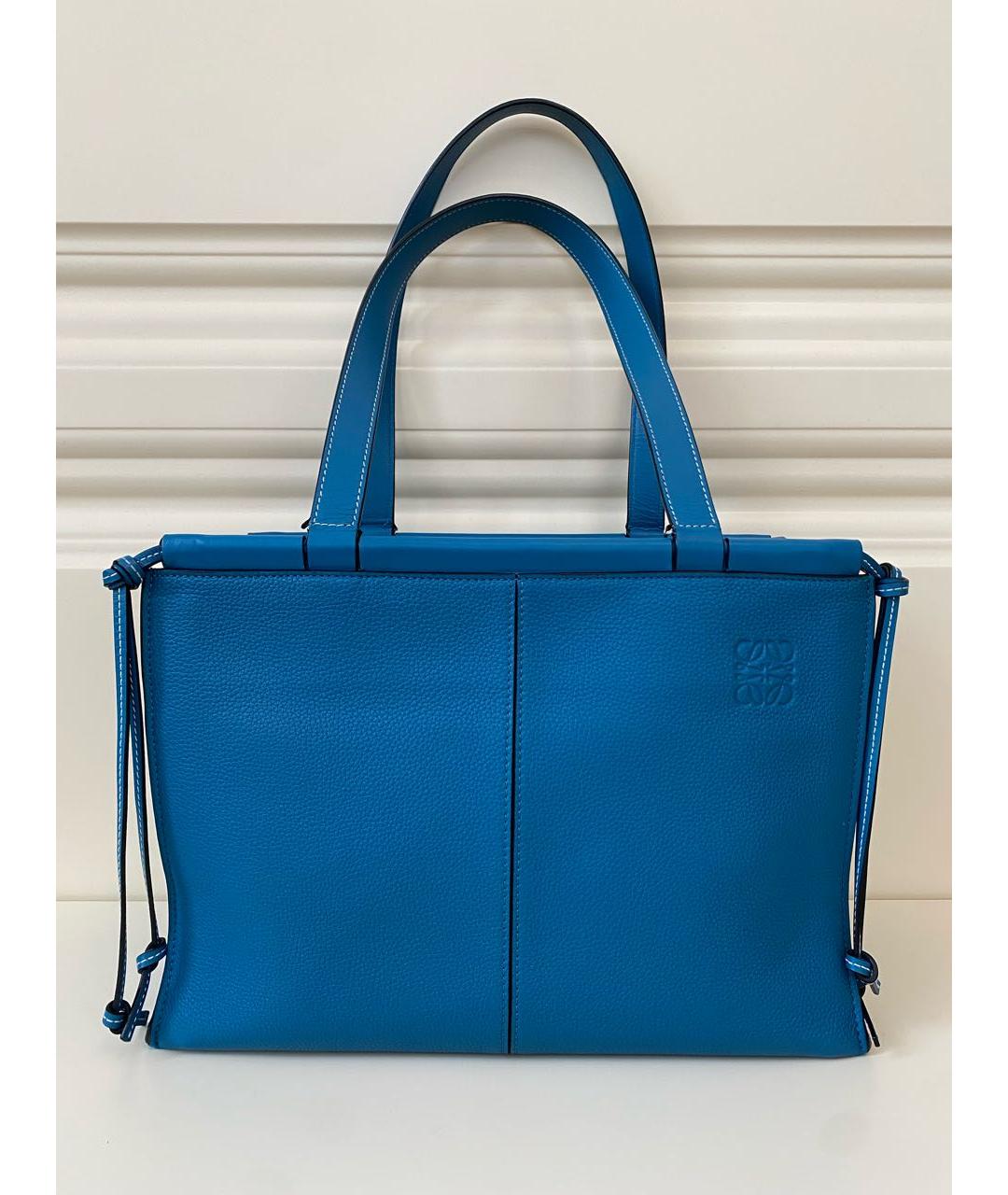 LOEWE Бирюзовая кожаная сумка тоут, фото 9