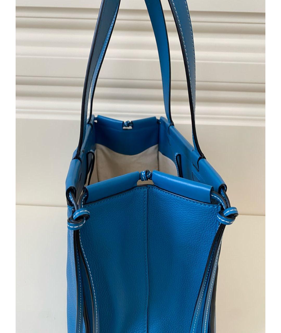 LOEWE Бирюзовая кожаная сумка тоут, фото 4