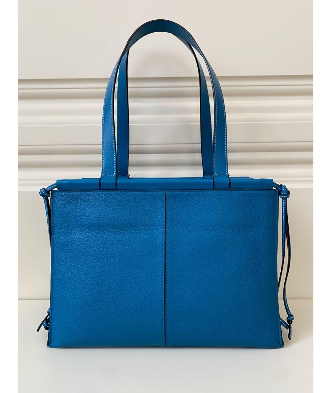 LOEWE Бирюзовая кожаная сумка тоут, фото 5