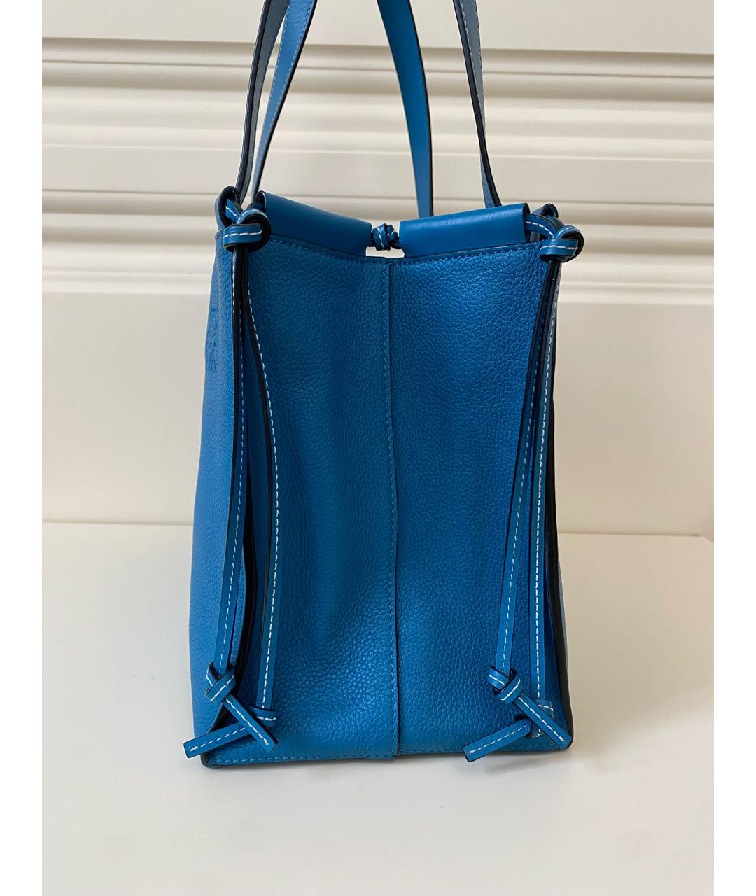 LOEWE Бирюзовая кожаная сумка тоут, фото 3