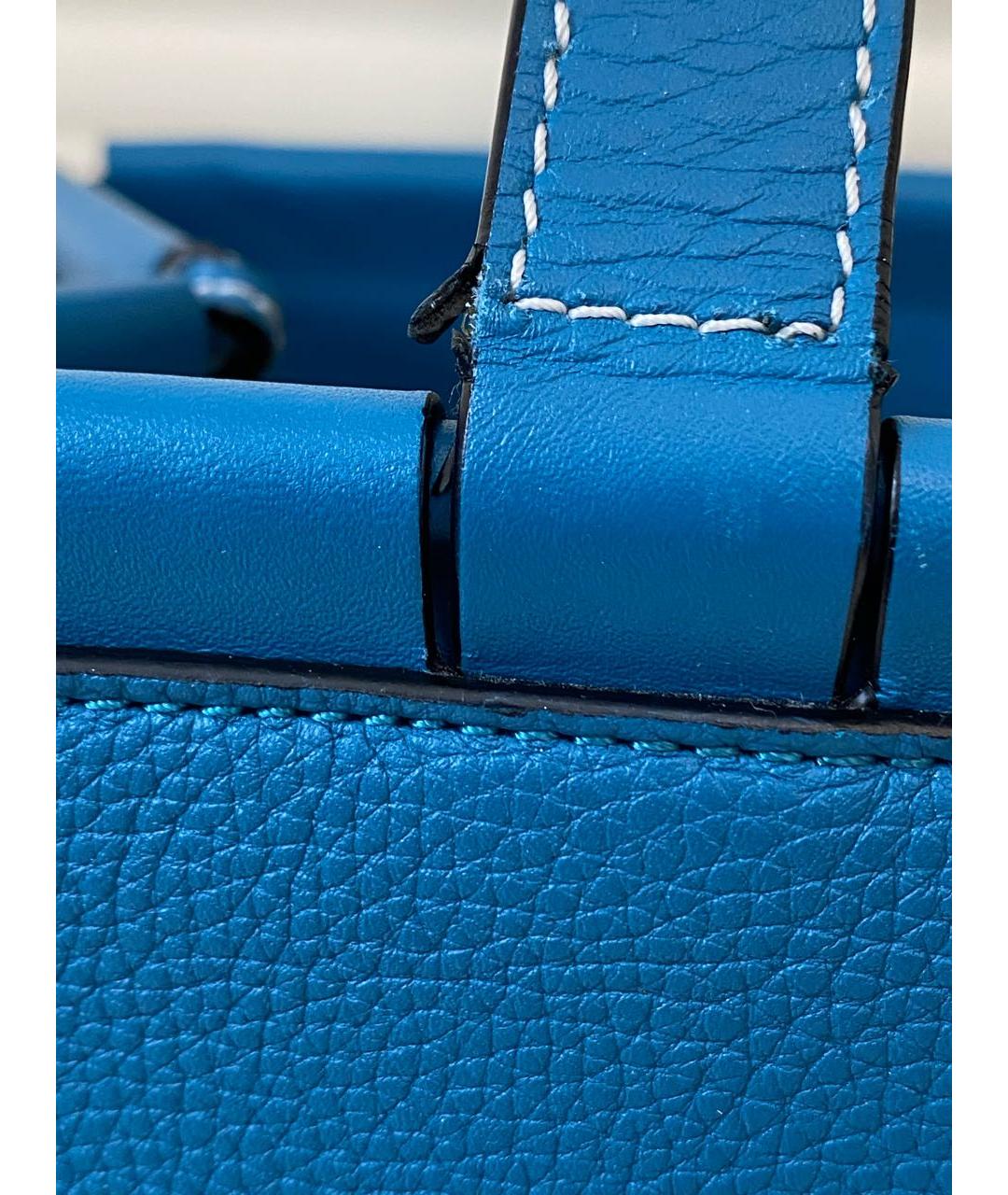 LOEWE Бирюзовая кожаная сумка тоут, фото 2