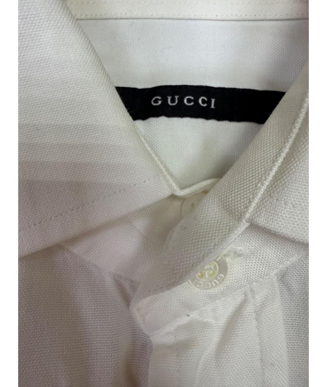 GUCCI Белая хлопковая классическая рубашка, фото 4