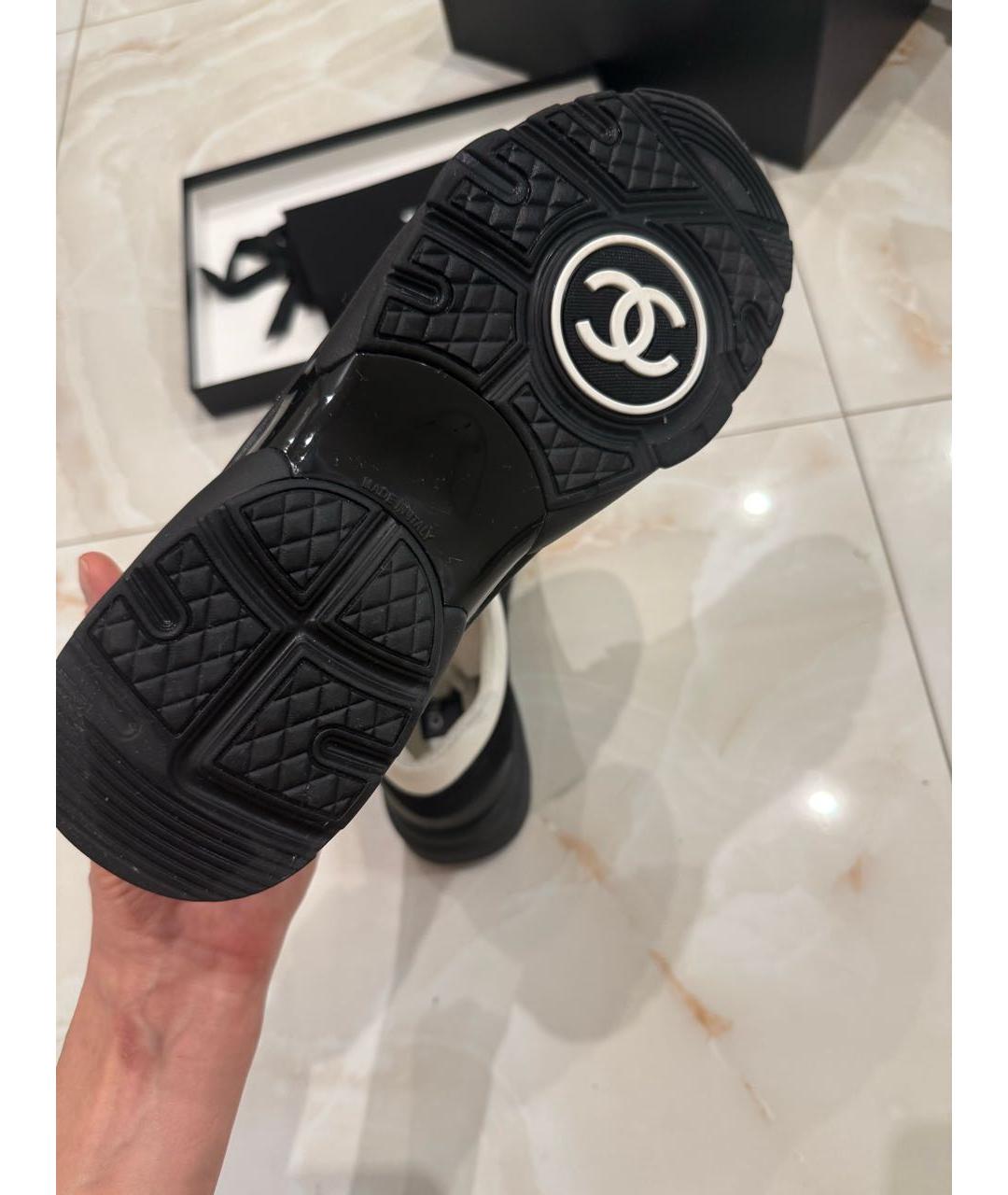 CHANEL Черные кожаные кроссовки, фото 5
